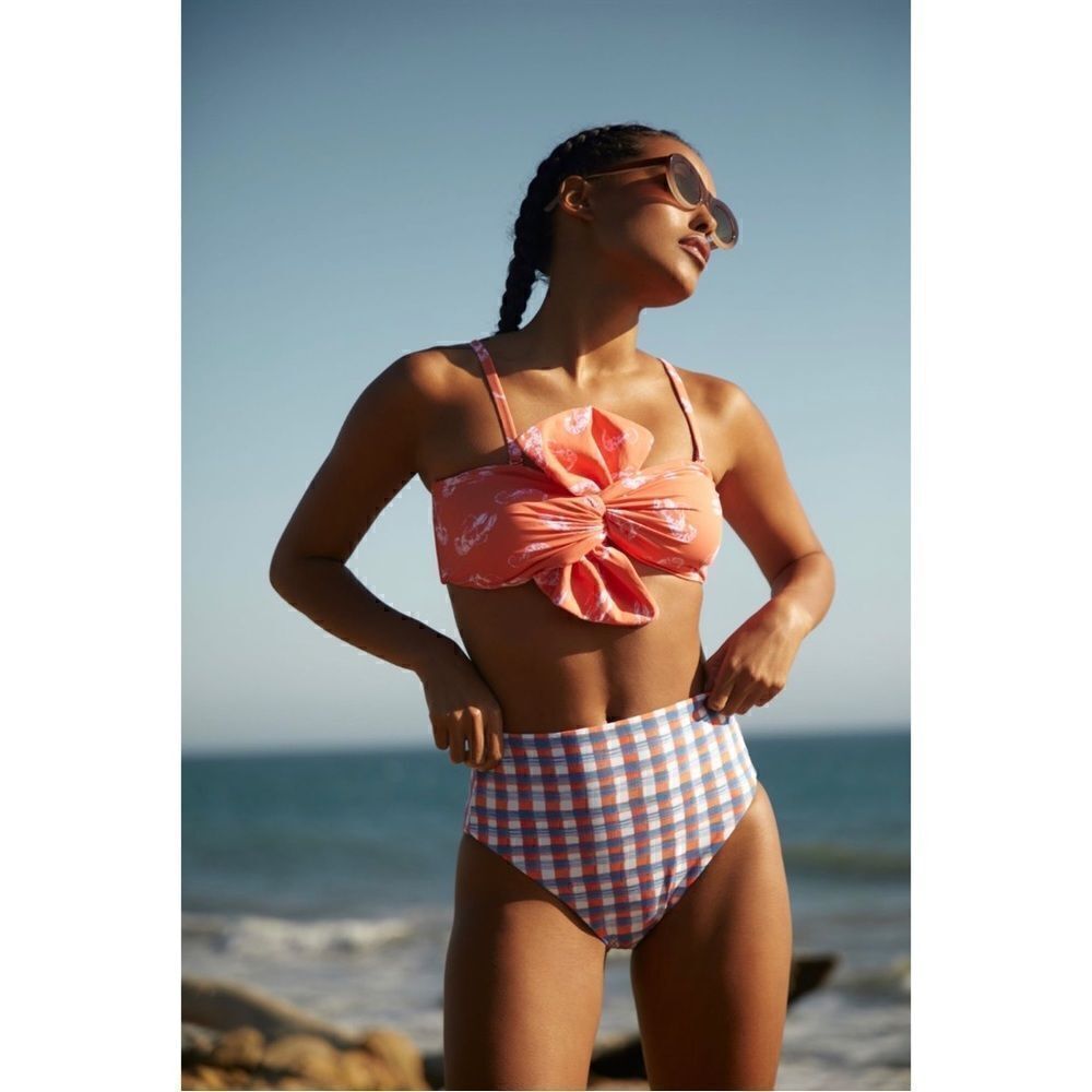 NEW Anthropologie Maeve Delaney Kristina Bandeau High-Waist Bikini X-Small Small